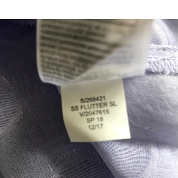 New Banana Republic Lilac lavender Polka-Dot Fringe Flutter short sleeve top - Picture 13 of 14
